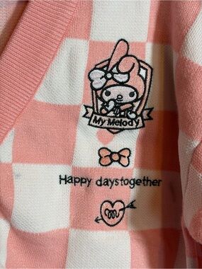 NWOT My Melody Pink & White Checker Knit Cardigan